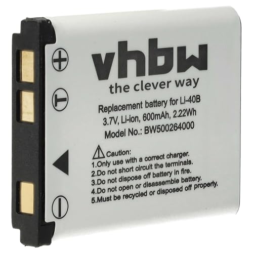 vhbw Akku 500mAh kompatibel mit Olympus Li-40B LI-42B VR310, VR-310, VR320, VR-320, VR325, VR-325, VR330, VR-330, VH-210, IR-300, FE-20 von vhbw