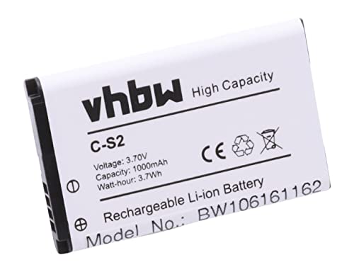 vhbw Akku Ersatz für BlackBerry ACC-06860-304, BAT-06860-003, BAT-06860-009, CS2, C-S2 für Handy Smartphone Telefon (1000mAh, 3,7V, Li-Ion) von vhbw