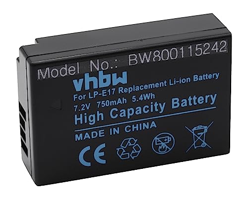 vhbw Akku Ersatz für Canon LP-E17 für Kamera (750mAh, 7,2V, Li-Ion) von vhbw