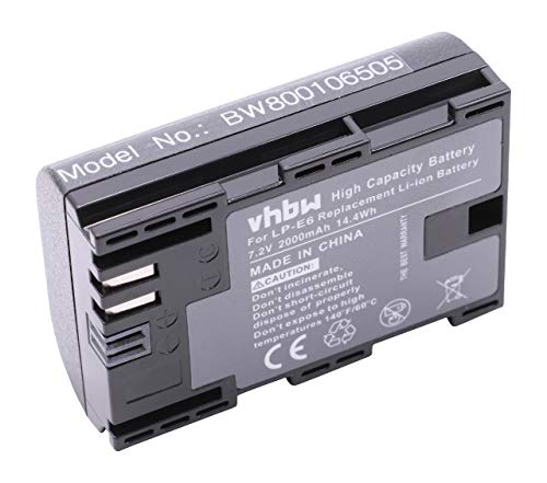 vhbw Akku Ersatz für Canon LP-E6 für Kamera (2000mAh, 7,2V, Li-Ion), Infochip von vhbw