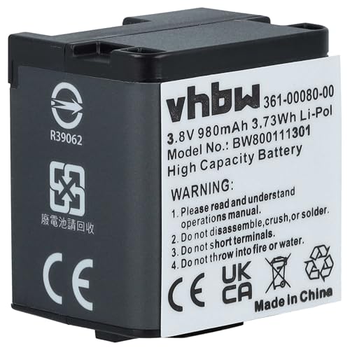 vhbw Akku Ersatz für Garmin 010-01363-10, 010-12256-01, 361-00080-00, GMICP902624 für Videokamera Camcorder (980mAh, 3,8V, Li-Polymer) von vhbw