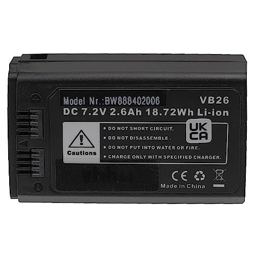 vhbw Akku Ersatz für Godox VB26, VB26A für Blitzgerät, Kamera-Blitz (2600mAh, 7,2V, Li-Ion) von vhbw