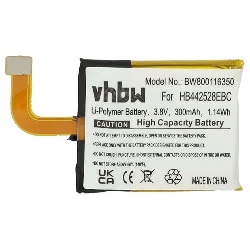 vhbw Akku Ersatz für Huawei 1ICP5/25/28, Hb442528EBC für Smartwatch Uhr Fitnessarmband (300mAh, 3,8V, Li-Polymer) + Werkzeug-Set von vhbw