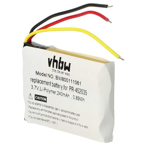 vhbw Akku Ersatz für Mio 338040000101, 402035 (1ICP5/21/36) für Wireless Headset Kopfhörer (240mAh, 3,7V, Li-Polymer) von vhbw