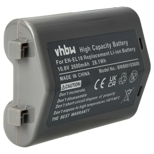 vhbw Akku Ersatz für Nikon EN-EL18 für Kamera (2600mAh, 10,8V, Li-Ion) mit Infochip von vhbw