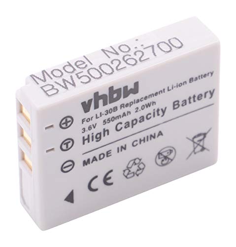 vhbw Akku Ersatz für Olympus Li-30B für Kamera (550 mAh, 3,7 V, Li-Ion) von vhbw