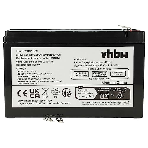vhbw Akku Ersatz für Robomow BAT9000A, MRK9101A für Rasenroboter Rasenmäher (7200mAh, 12V, Sealed Lead Acid) von vhbw