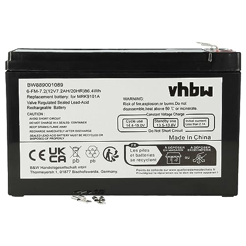 vhbw Akku Ersatz für Robomow BAT9000A, MRK9101A für Rasenroboter Rasenmäher (7200mAh, 12V, Sealed Lead Acid) von vhbw