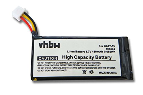 vhbw Akku Ersatz für Sennheiser 504374, BATT-03 für Wireless Headset Kopfhörer (180 mAh, 3,7 V, Li-Ion) von vhbw