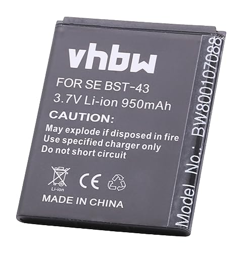 vhbw Akku Ersatz für Sony-Ericsson BST-43 für Handy Smartphone Telefon (950 mAh, 3,7 V, Li-Ion) von vhbw