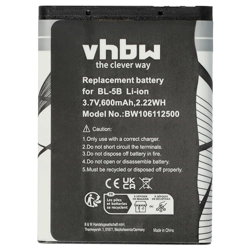 vhbw Akku Ersatz für Vertu BL-5V für Handy Smartphone Telefon (600mAh, 3,7V, Li-Ion) von vhbw