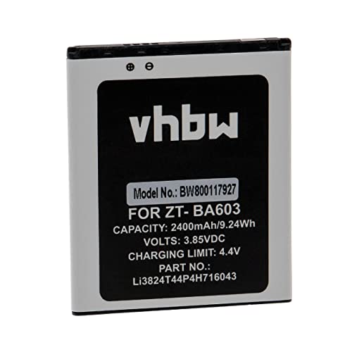vhbw Akku Ersatz für ZTE Li3824T44P4H716043 für Handy Smartphone Telefon (2400mAh, 3,85V, Li-Ion) von vhbw