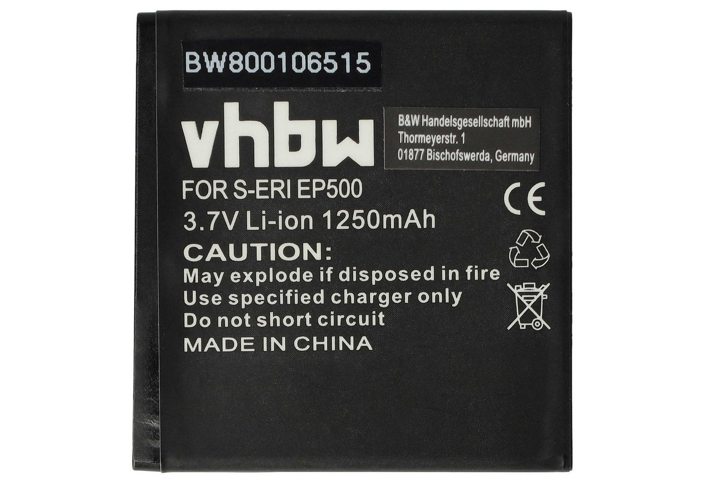 vhbw Akku Smartphone-Akku Li-Ion 1250 mAh (3,7 V) von vhbw