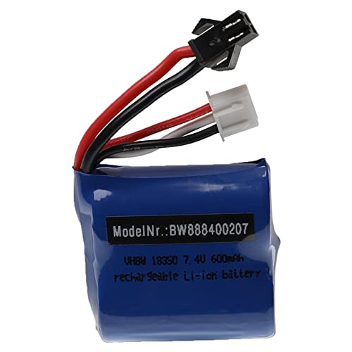 vhbw Akku für Modellbau z.B. Racing Car, Helikopter, Flugzeug (600mAh, 7,4V, Li-Ion, 40 x 38 x 21 mm, SM-2P) von vhbw