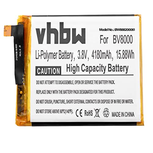 vhbw Akku kompatibel mit Blackview BV8000, BV8000 Pro Handy Smartphone Telefon (4180mAh, 3,8V, Li-Polymer) von vhbw