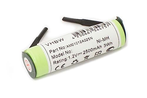 vhbw Akku kompatibel mit Braun 1008, 1012, 1013, 1013s, 1507s, 1508, 1509, 1512, 155 elektrische Zahnbürste (2500mAh, 1,2V, NiMH) von vhbw