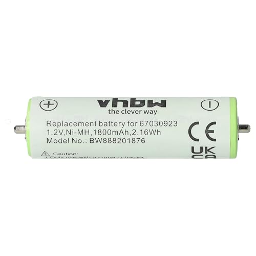 vhbw Akku kompatibel mit Braun 150, 195s, 3000, 3000BT, 300BT, 3010BT, 3010s, 3020 Rasierer Haarschneider (1800mAh, 1,2V, NiMH) von vhbw