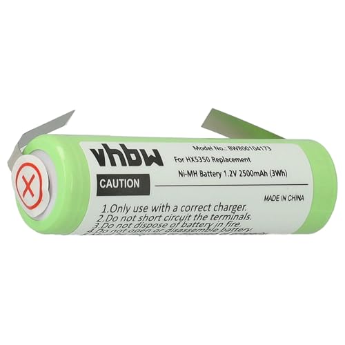 vhbw Akku kompatibel mit Braun 2035, 2040, 2060, 2540, 2540s, 255, 2560, 26, 260, 3 elektrische Zahnbürste (2500mAh, 1,2V, NiMH) von vhbw