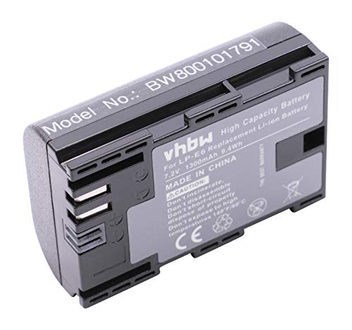 vhbw 1x Akku kompatibel mit Canon EOS 5DS, 5DS R, 60D, 5D Mark III, 5D Mark IV, 6D, 5D Mark II, 60Da Kamera (1300 mAh, 7,4 V, Li-Ion), Infochip von vhbw