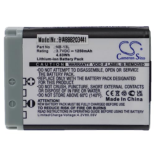 vhbw Akku kompatibel mit Canon PowerShot G7 X Mark III, G7 X Mark II, G9 X Kamera (1250mAh, 3,7V, Li-Ion) von vhbw