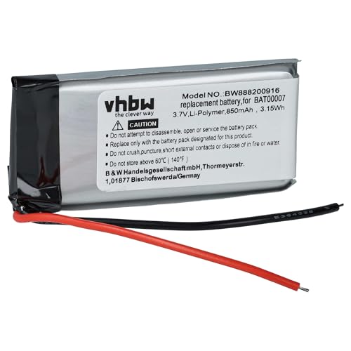 vhbw 1x Akku kompatibel mit Cardo SRPT0102, Packtalk Duo, Scala Rider Packtalk Wireless Headset Kopfhörer (850 mAh, 3,7 V, Li-Polymer) von vhbw