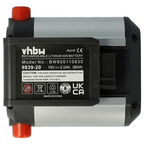 vhbw Akku kompatibel mit Gardena Akku-Heckenschere EasyCut Li-18/50, ComfortCut Li-18/50 & Li-18/60 - Ersatz für BLi-18, 9840-20, 9839-20 - (Li-Ion, 2000mAh, 18V) von vhbw