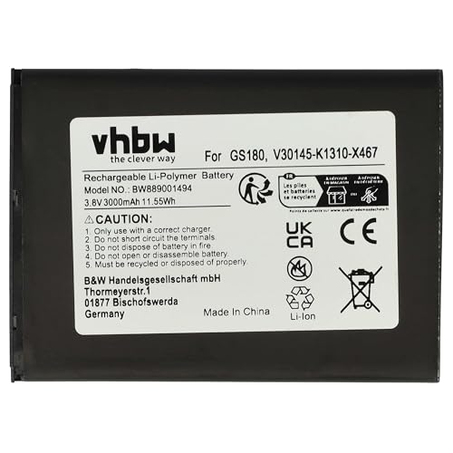 vhbw Akku kompatibel mit Gigaset GS180 Handy Smartphone Telefon (3000 mAh, 3,8 V, Li-Polymer) von vhbw