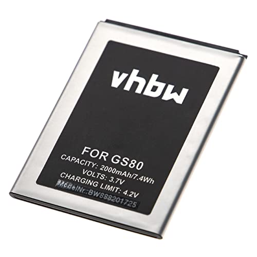vhbw Akku kompatibel mit Gigaset GS80 Handy Smartphone Telefon (2000mAh, 3,7V, Li-Ion) von vhbw