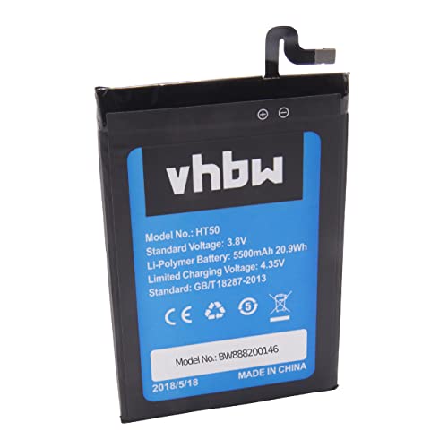 vhbw Akku kompatibel mit HomTom HT50 Handy Smartphone Telefon (5500mAh, 3,8V, Li-Polymer) von vhbw