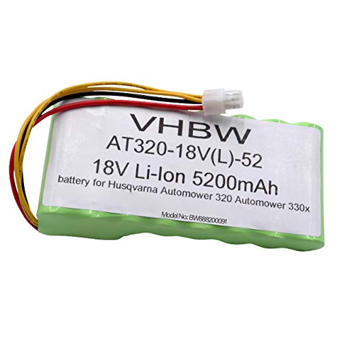 vhbw Akku kompatibel mit Husqvarna Automower 320, 330X, 420, 430, 430X, 440, 450X, 520, 550 Rasenroboter Rasenmäher (5200mAh, 18V, Li-Ion) von vhbw