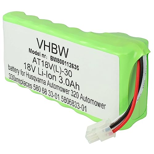 vhbw Akku kompatibel mit Husqvarna Automower 320, 330X, 420, 430, 430X, 440, 450X, 520, 550 Rasenroboter Rasenmäher (Li-Ion, 3000mAh, 18V) von vhbw