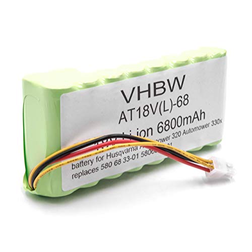 vhbw Akku kompatibel mit Husqvarna Automower 320, 330X, 420, 430, 430X, 440, 450X, 520, 550 Rasenroboter Rasenmäher (Li-Ion, 6800mAh, 18V) von vhbw