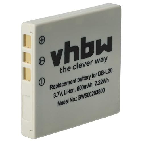 vhbw Akku kompatibel mit Kamera SANYO Xacti: VPC-J4 EX, VPC-C1, VPC-C4, VPC-C5, VPC-C6, VPC-C40 Ersatz für DB-L20 / DB-L20A / DB-L20AEX. von vhbw