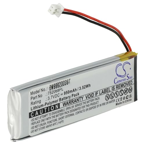 vhbw Akku kompatibel mit Midland BTFM, BTX1, BTX2, BT Next Wireless Headset Kopfhörer (950mAh, 3,7V, Li-Polymer) von vhbw
