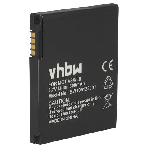 vhbw Akku kompatibel mit Motorola C257, C261, E690, E8, EM35, Krzr K1, L2, L6, L8 Handy Smartphone Telefon (600mAh, 3,7V, Li-Ion) von vhbw