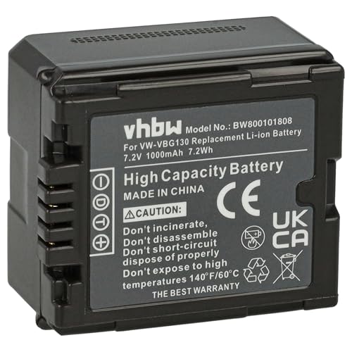vhbw Akku kompatibel mit Panasonic SDR-H280, SDR-H40, SDR-H50, SDR-H60, SDR-H80 Videokamera Camcorder (1000mAh, 7,2V, Li-Ion) mit Infochip von vhbw