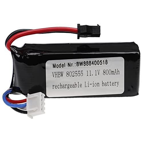 vhbw Akku kompatibel mit SM Stecker für Modellbau z.B. Racing Car, Helikopter, Flugzeug (800mAh, 11,1V, Li-Polymer, 65 x 25 x 23 mm) von vhbw