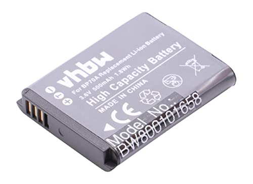 vhbw Akku kompatibel mit Samsung DV180F, ES65, ES70, ES71, ES73, ES74, ES75, ES78, ES80, ES90 Kamera Digicam DSLR (500mAh, 3,6V, Li-Ion) von vhbw