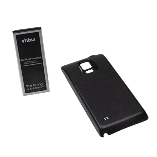 vhbw Akku kompatibel mit Samsung Galaxy Note 4, SM-N910A, SM-N910C Handy Smartphone Telefon (6400 mAh, 3,85 V, Li-Ion) + Gehäuserückdeckel schwarz von vhbw