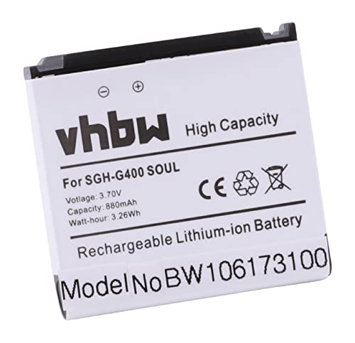 vhbw 1x Akku kompatibel mit Samsung SGH-G400 Soul, SGH-F260, SGH-F268, SGH-F330, SGH-G608 Handy Smartphone Telefon (700 mAh, 3,7 V, Li-Ion) von vhbw
