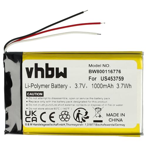 vhbw Akku kompatibel mit Sony Walkman NWZ-ZX1 MP3-Player Musik Player (1000mAh, 3,7V, Li-Polymer) von vhbw