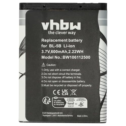 vhbw Akku kompatibel mit Topblue V2.0 blu Handy Smartphone Telefon (600mAh, 3,7V, Li-Ion) von vhbw