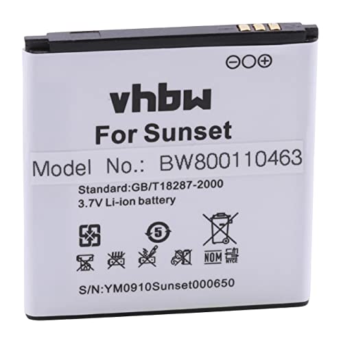vhbw Akku kompatibel mit Wiko Goa, Sunset, Sunset 2 Handy Smartphone Telefon (1200mAh, 3,7V, Li-Ion) von vhbw