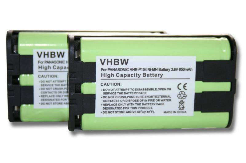 vhbw Akku passend für Kompatibel mit Panasonic KX-TGA552M, KX-TGA560, KX-TGA650, KX-TGA650B Mobilfunk (850mAh, 3,6V, NiMH) 850 mAh von vhbw