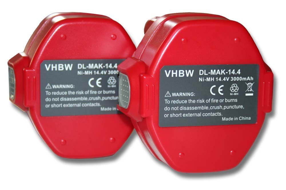 vhbw Akku passend für Makita 6236DWBE, 6233DWBE, 6228DW, 6228DWBE, Akku NiMH 3000 mAh (14,4 V) von vhbw