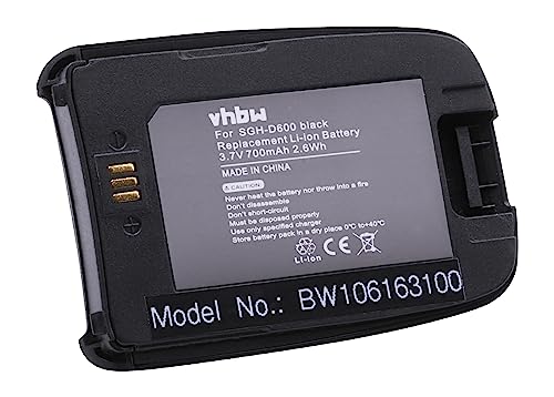 vhbw Akku schwarz kompatibel mit Samsung SGH-D600 Handy Telefon Ersatz für BST4389BE (700mAh, 3.7V, Li-Ion) von vhbw