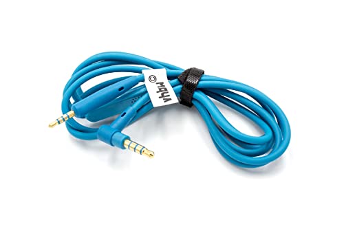 vhbw Audio AUX Kabel kompatibel mit Bose QuietComfort 25, 35 II, 35 Kopfhörer - Audiokabel 3,5 mm Klinkenstecker, Mikrofon, Rufannahme-Taste, Blau von vhbw