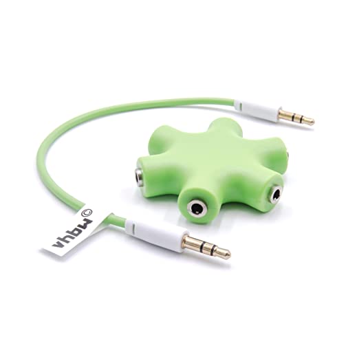 vhbw Audio Splitter Verteiler 5-Fach Klinkenverteiler AUX grün kompatibel mit Kopfhörer, Boxen, Tablet von vhbw