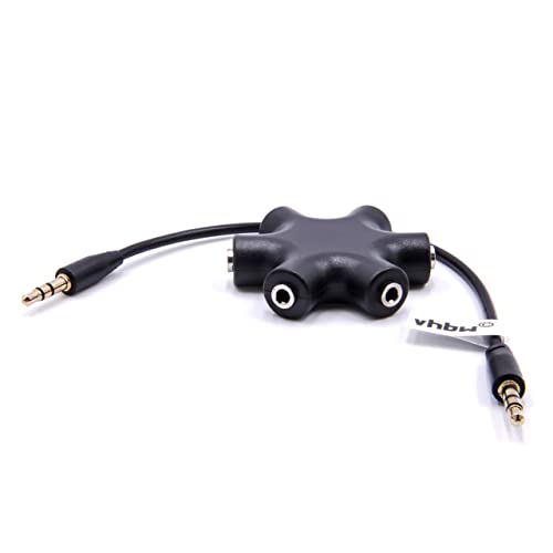 vhbw Audio Splitter Verteiler 5-Fach Klinkenverteiler AUX schwarz kompatibel mit Kopfhörer, Boxen, Tablet von vhbw