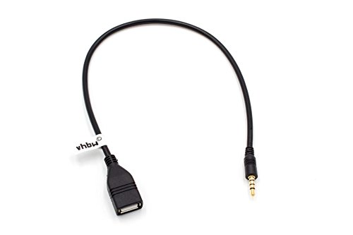 vhbw Aux Adapter-Kabel Klinke USB OTG kompatibel mit KFZ Auto Radio z.B. von Alfa Romeo, Alpine, Audi, BMW, Chevrolet, Citroen, Dacia, FIAT Ford, Honda, Hyundai von vhbw